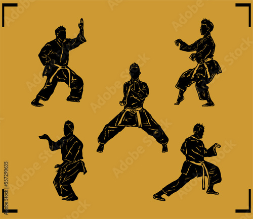 bundle of illustration vector taekwondo fighter