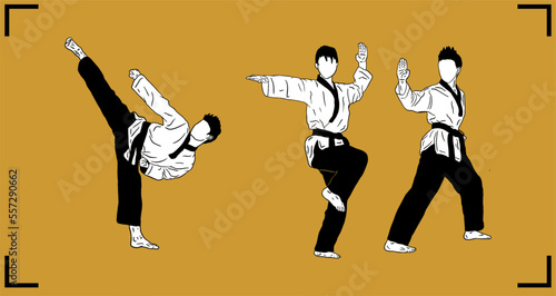 bundle of illustration vector taekwondo fighter