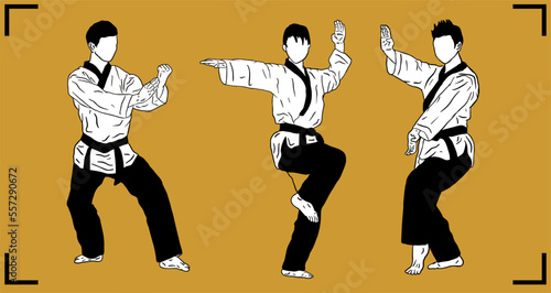 bundle of illustration vector taekwondo fighter