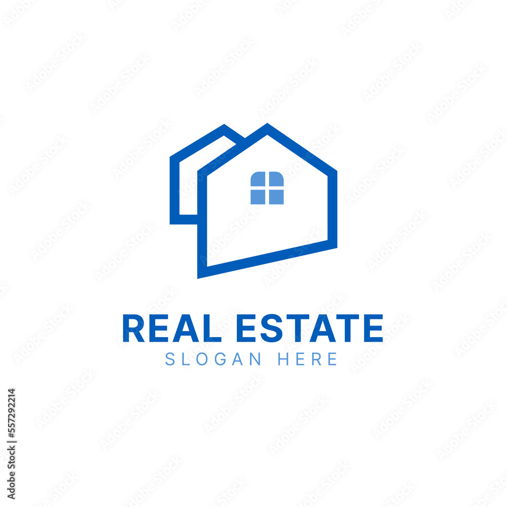 Real estate logo design, Construction architecture building logo, Line art style