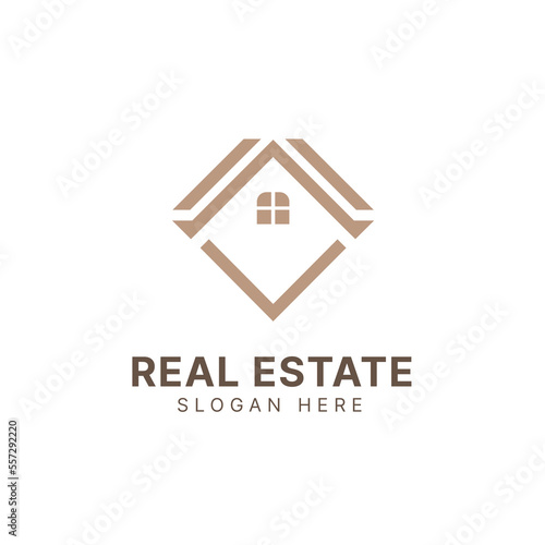 Real estate logo design, Construction architecture building logo, Line art style