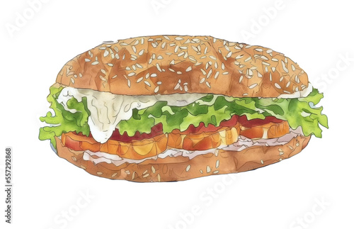 sandwich illustration transparency cutout alpha in watercolor and pencil