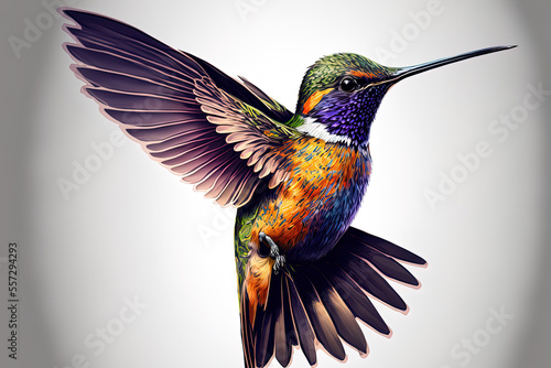 Monarch hummingbird. artwork created by hand. Generative AI