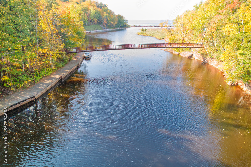 bridge over the river in Autumn