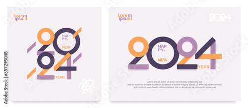 Happy new year 2024 with typeface logo concept. Modern typeface logo 2024 new year for calendar, banner, poster and media post template
