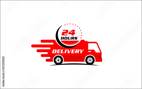 Illustration graphic vector of twenty four hour delivery icon shows time. 24 hours icon design template