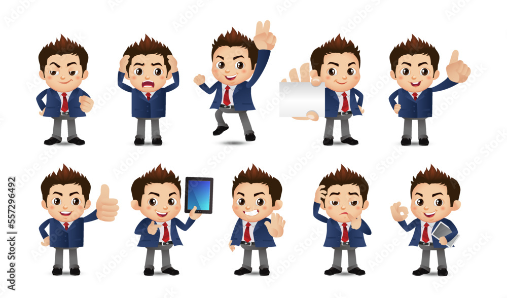 Business person in different positions set Business person in different positions set