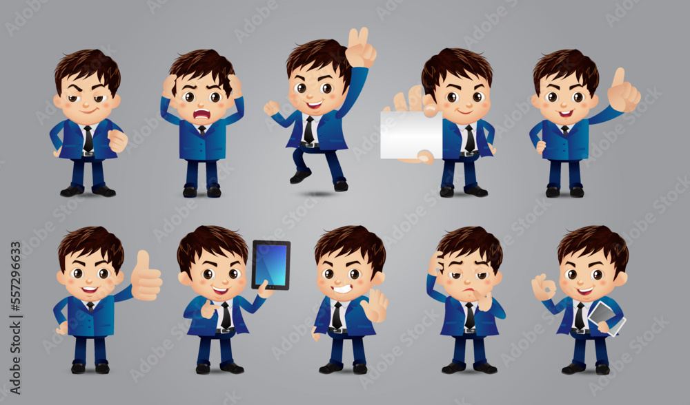 Business person in different positions set Business person in different positions set