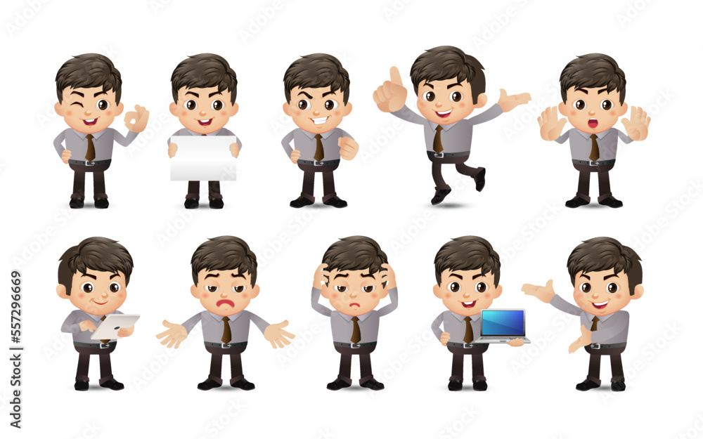 Business person in different positions set Business person in different positions set