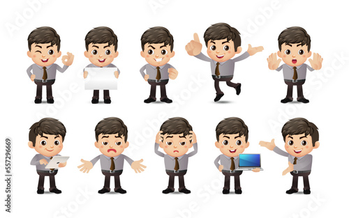 Business person in different positions set