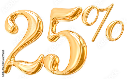 Discount 25 Percentage 3d gold Number with generative AI