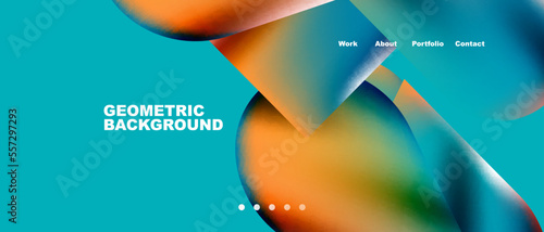 Landing page background template. Colorful plastic round shapes abstract composition. Vector illustration for wallpaper, banner, background