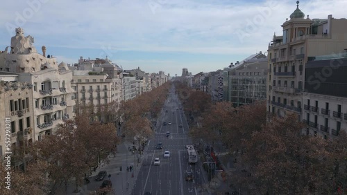 rising shot of Paseo de Gracia in Barcelona Spain photo