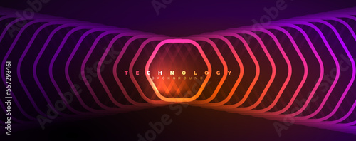 Techno shiny hexagons abstract background, technology energy space light concept, abstract background wallpaper design