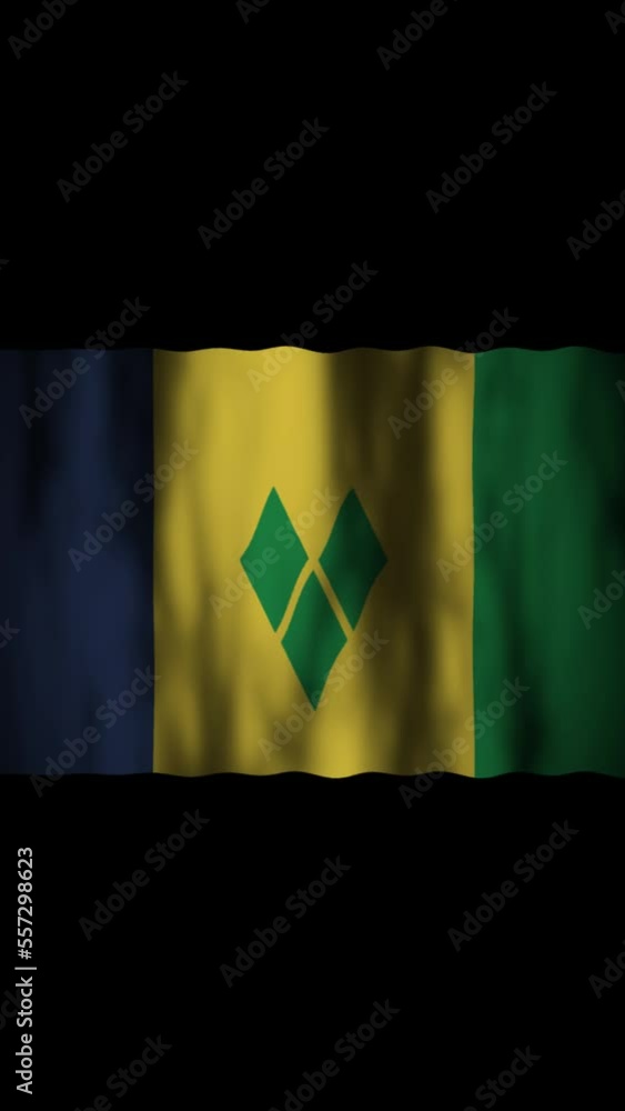 [縦動画] セントビンセントおよびグレナディーン諸島の国旗 vídeo de Stock Adobe Stock