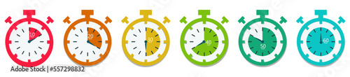 Timer and clock icon set. Time symbol flat icon. Stopwatch, timer, hourglass, Fast time icon.