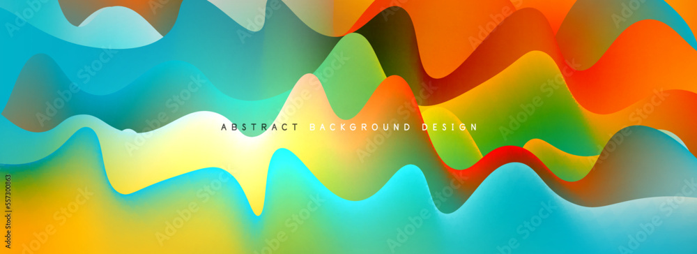 Fototapeta premium Dynamic liquid waves abstract background for covers, templates, flyers, placards, brochures, banners