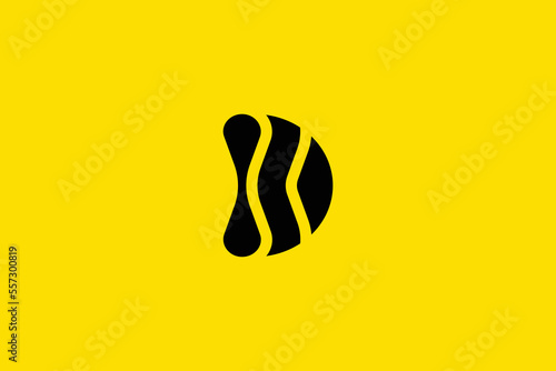 Minimal Awesome Trendy Professional Letter D Tech Logo Design Template On Yellow Background