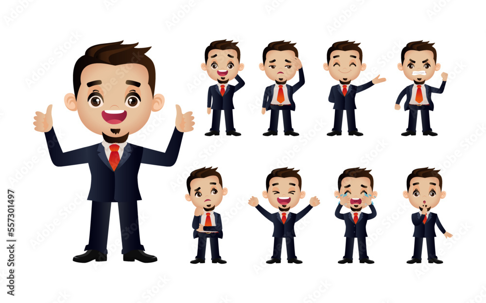 Cute Set - Set of business people with different emotion Cute Set - Set of business people with different emotion