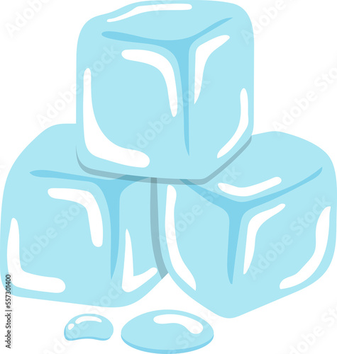 Comic cartoon vector of ice cubes, cold transparent freeze melting