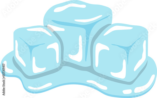 Comic cartoon vector of ice cubes, cold transparent freeze melting