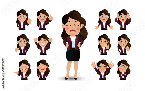 Cute Set - Set of business people with different emotion