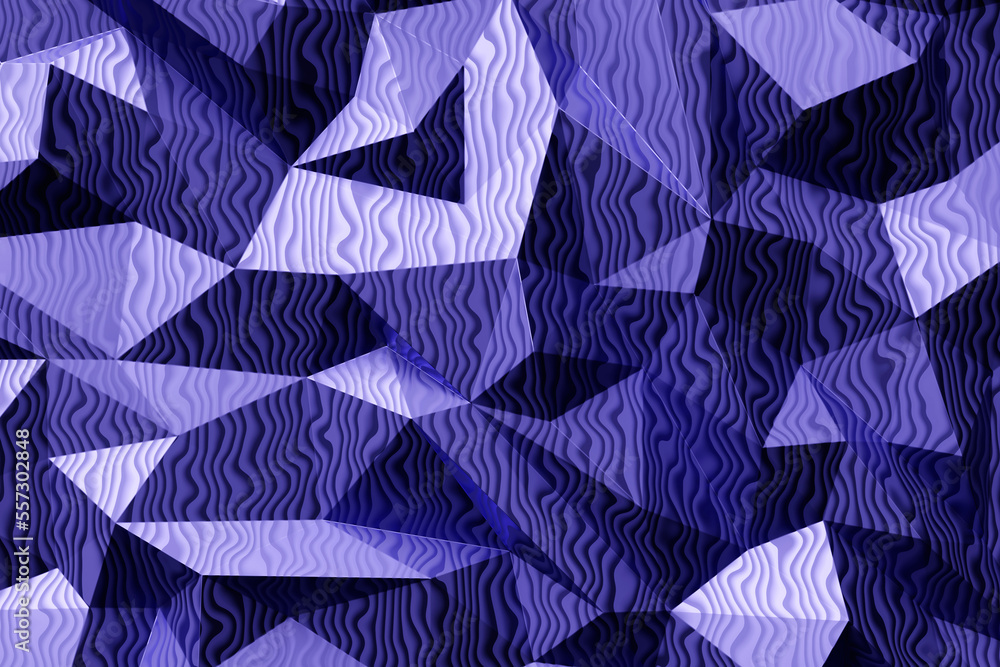 Purple  polygonal pattern with triangles, geometric 3d texture