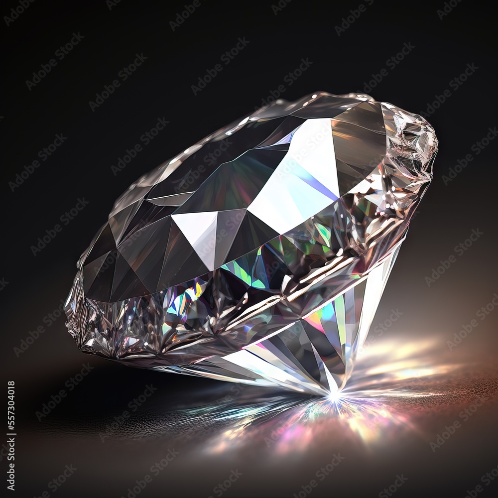 A beautiful Shiny Diamond, reflecting lights in several angles, and
