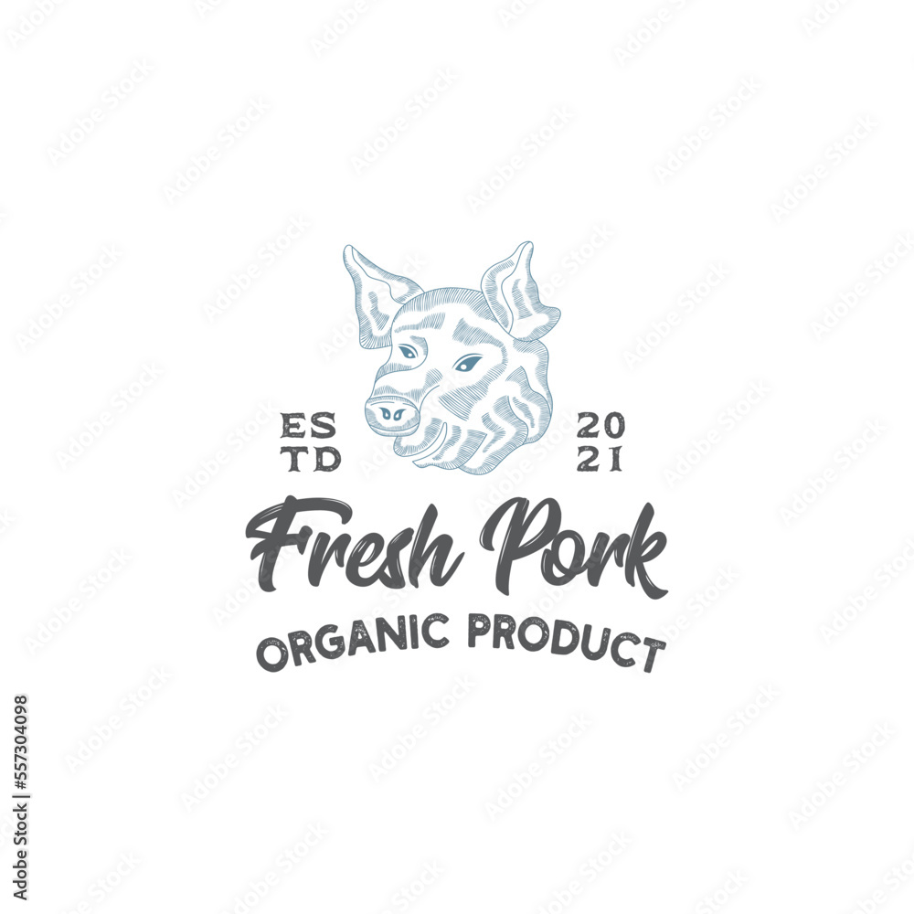 Pork shop logo, vector simple illustration isolated on white background set of different pork logo, black and red logos about the pork store Pork shop logo, vector simple illustration isolated on white background set of different pork logo, black and red logos about the pork store