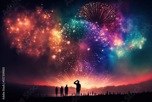 Spectacular fireworks celebration - Generative AI