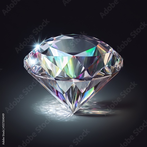 A beautiful Shiny Diamond  reflecting lights in several angles  and pretty clear to see  a perfect jewel for a treasure.