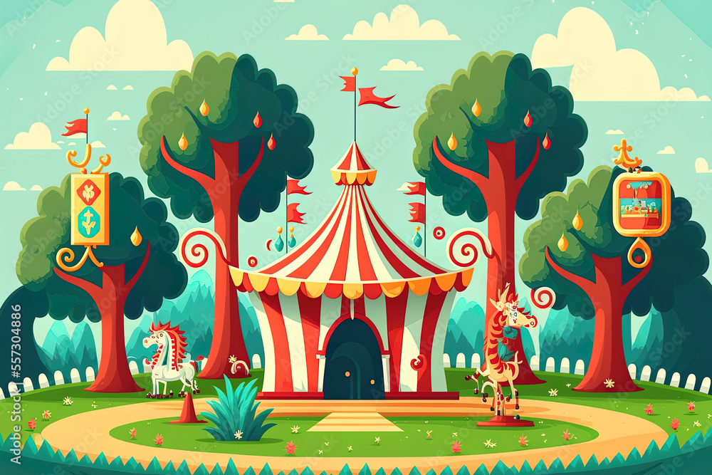 Cartoon for an amusement park, carnival, or holiday fair. Generative AI