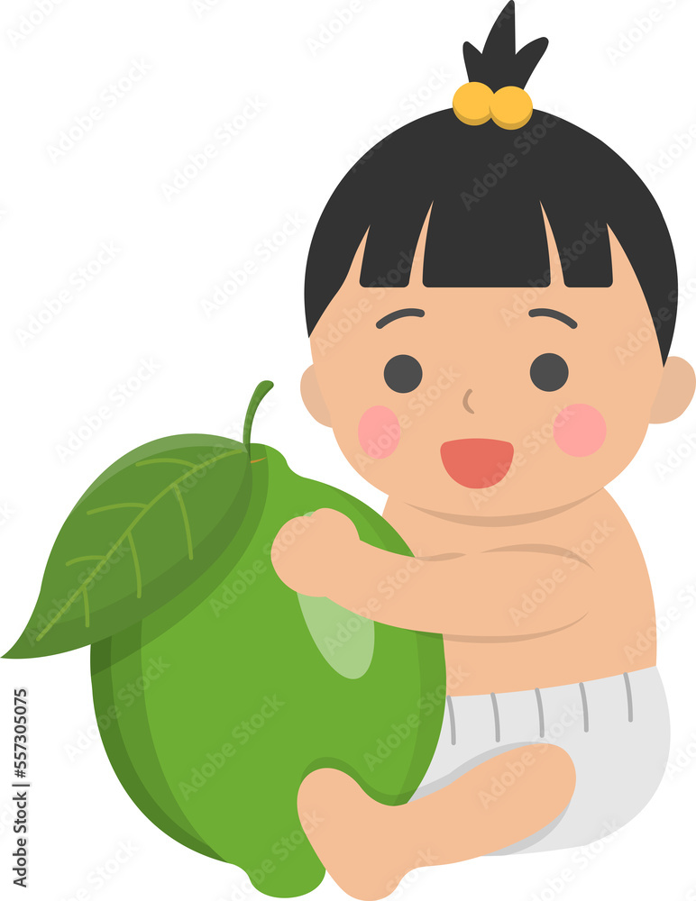 Cute baby with healthy lemon, comic cartoon vector character Cute baby with healthy lemon, comic cartoon vector character