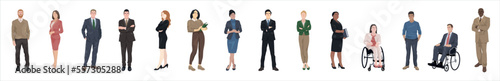 Set of different business people on white background