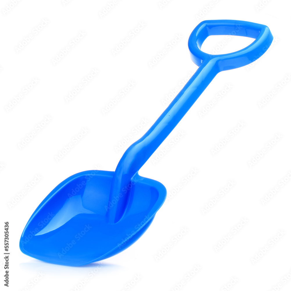 Children's large shovel isolated on a white background. Colored plastic shovels for snow removal. Children's Sandbox Toys Children's large shovel isolated on a white background. Colored plastic shovels for snow removal. Children's Sandbox Toys