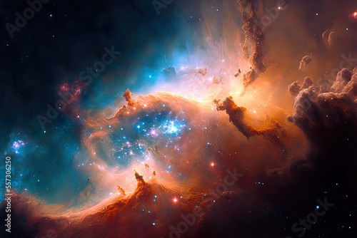In space, nebulas like the Milky Way and galaxies. Generative AI