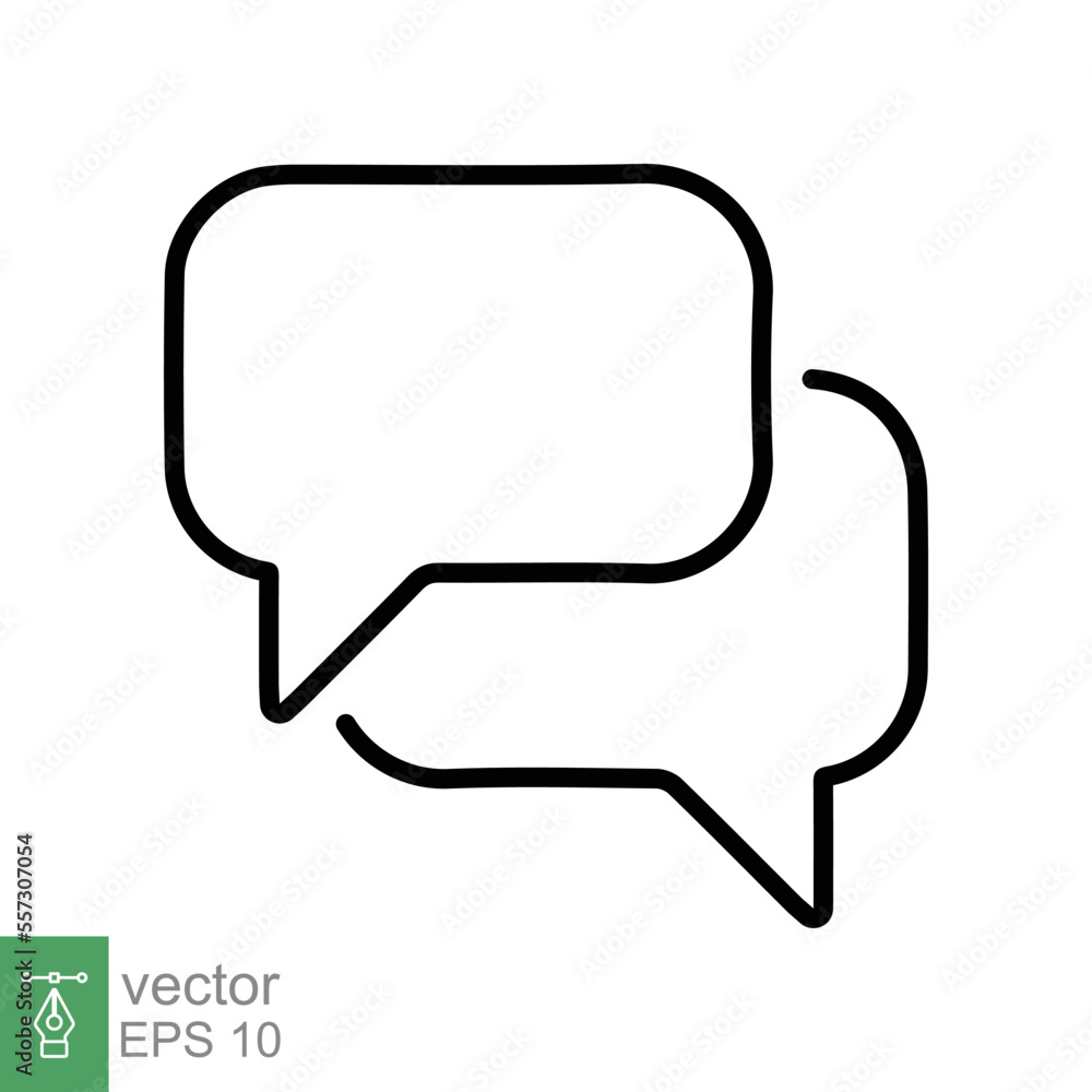 Talk bubble speech icon. Simple outline style. Blank empty bubbles, chat on line symbol template, communication concept. Vector illustration design isolated on white background. EPS 10. Talk bubble speech icon. Simple outline style. Blank empty bubbles, chat on line symbol template, communication concept. Vector illustration design isolated on white background. EPS 10.