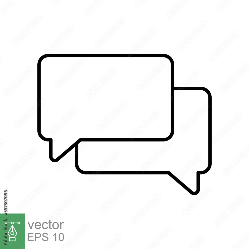 Talk bubble speech icon. Simple outline style. Blank empty bubbles, chat on line symbol template, communication concept. Vector illustration design isolated on white background. EPS 10. Talk bubble speech icon. Simple outline style. Blank empty bubbles, chat on line symbol template, communication concept. Vector illustration design isolated on white background. EPS 10.