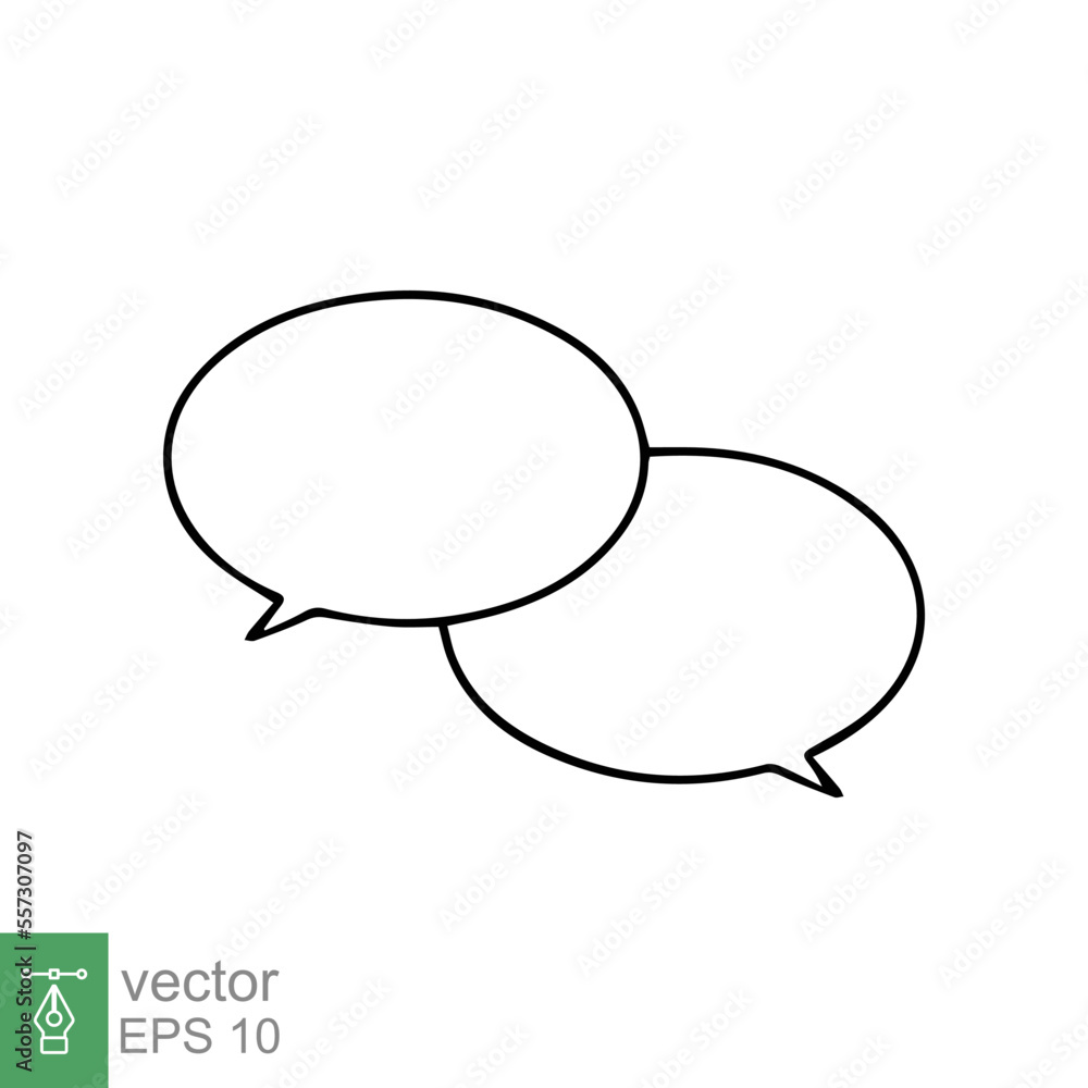 Talk bubble speech icon. Simple outline style. Blank empty bubbles, chat on line symbol template, communication concept. Vector illustration design isolated on white background. EPS 10. Talk bubble speech icon. Simple outline style. Blank empty bubbles, chat on line symbol template, communication concept. Vector illustration design isolated on white background. EPS 10.