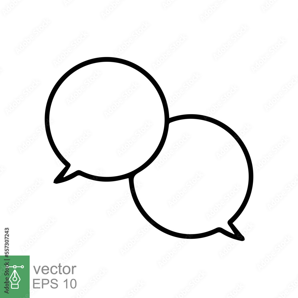 Talk bubble speech icon. Simple outline style. Blank empty bubbles, chat on line symbol template, communication concept. Vector illustration design isolated on white background. EPS 10. Talk bubble speech icon. Simple outline style. Blank empty bubbles, chat on line symbol template, communication concept. Vector illustration design isolated on white background. EPS 10.