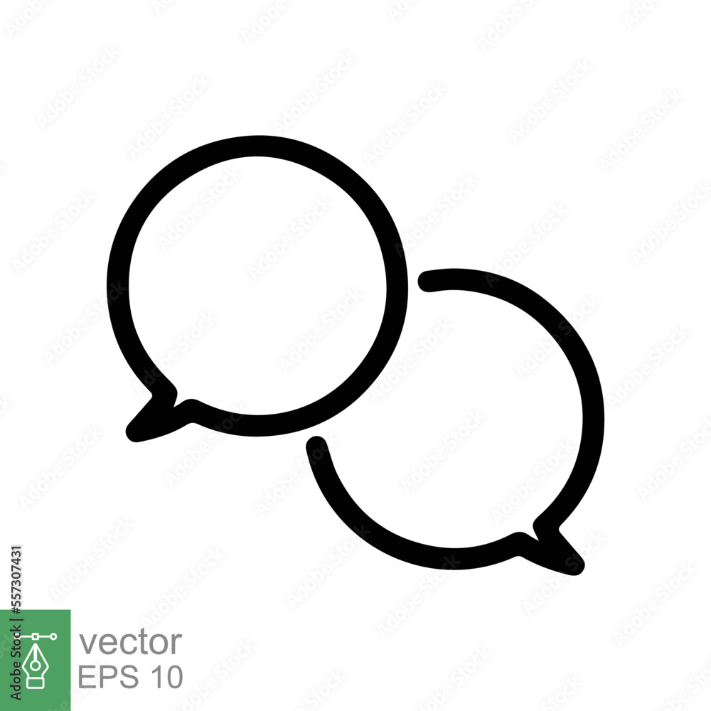 Talk bubble speech icon. Simple outline style. Blank empty bubbles, chat on line symbol template, communication concept. Vector illustration design isolated on white background. EPS 10. Talk bubble speech icon. Simple outline style. Blank empty bubbles, chat on line symbol template, communication concept. Vector illustration design isolated on white background. EPS 10.