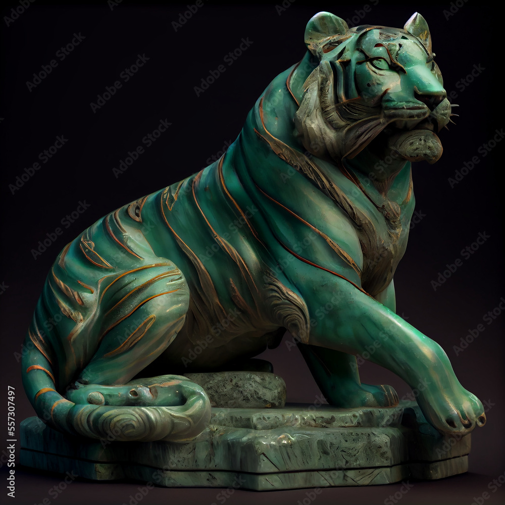 Jade tiger statue generative art Stock Illustration Adobe Stock