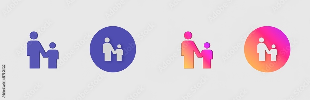 Parent, Family, Care isolated on background, sign, icon, symbol, 3d rendering. Parent, Family, Care isolated on background, sign, icon, symbol, 3d rendering.