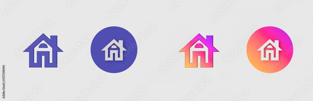 Home, Store, Shop, Building isolated on background, sign, icon, symbol, 3d rendering. Home, Store, Shop, Building isolated on background, sign, icon, symbol, 3d rendering.