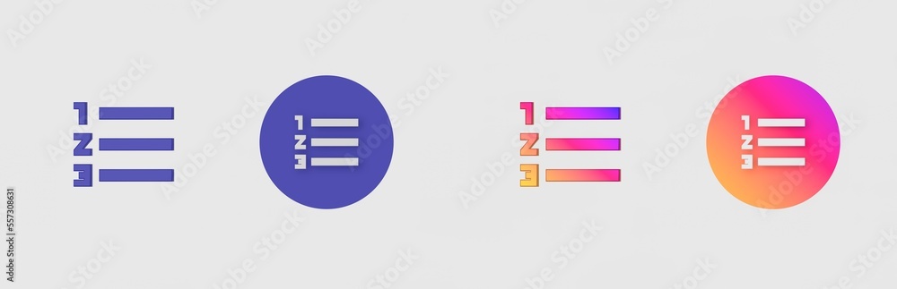 List, Number, Checklist isolated on background, sign, icon, symbol, 3d rendering. List, Number, Checklist isolated on background, sign, icon, symbol, 3d rendering.