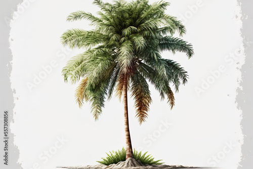 Isolated coconut tree on a white backdrop. Generative AI