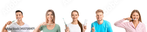 Set of people with toothbru...