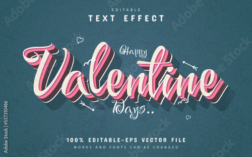 Happy valentine day retro style text effect