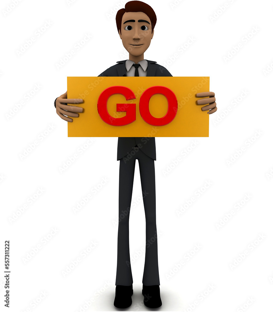 3d man standing with go text in round shape concept 3d man standing with go text in round shape concept