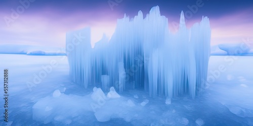 frozen landscape with snow, Generative AI